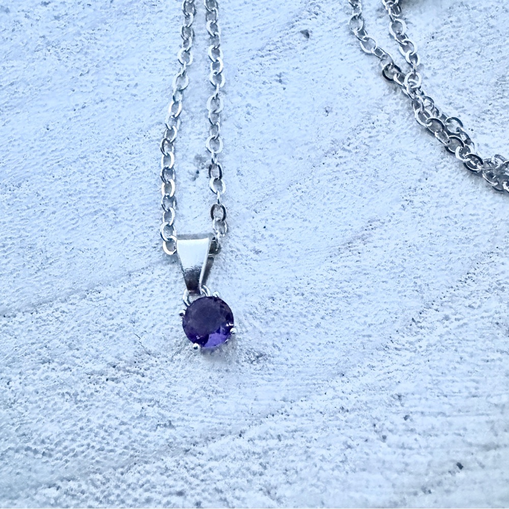 EFFY purple amethyst necklace CZ silver plated PENDANT CHAIN EFFY minimalist gem